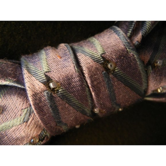 Boho Fedora woman's fancy big bow hat, Black fedora with Lavender beaded  hatban - Picture 3 of 6